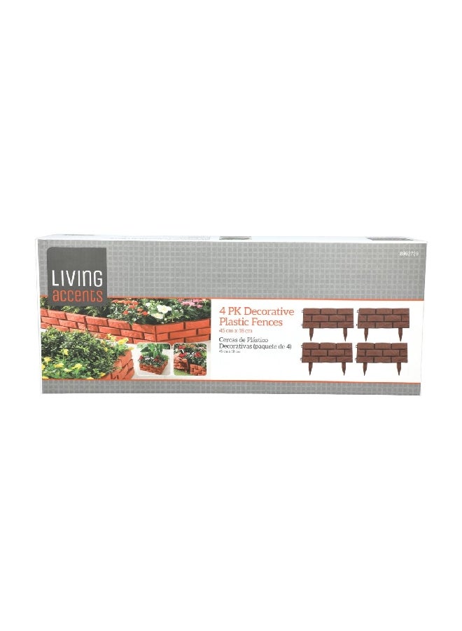 LIVING ACCENTS 4-Piece Brick Wall Design Plastic Interlocking Hinges Garden Fence Brown 29.5 x 18 x 18 cm 338856 - Image 3